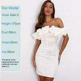 Satin Ruffles Sleeve Backless Strapless Bodycon White Dress