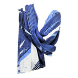Serenity Indigo Handprinted Scarf Alabaster