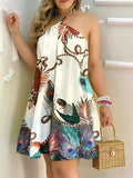Print Backless Summer Dress Silver Sam