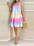Print Backless Summer Dress Silver Sam