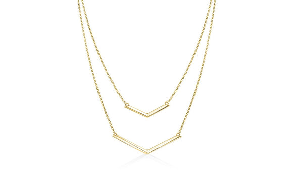 Duo Dangling Chevron Statement Necklace (3 Options Available) Pear Iphigenia