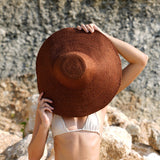 RIRI Jute Straw Hat in Burnt Sienna Cocoa Brunn
