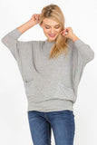 3/4 Sleeve Lightweight Ribbed Dolman Knit Batwing Blouse