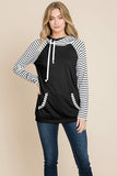 Color Block Striped Double Hoodie Sweatshirts