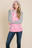 Color Block Striped Double Hoodie Sweatshirts