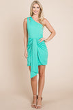 One Shoulder Cut Out Drape Bodycon Dress Aquamarine Gaia