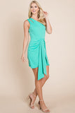 One Shoulder Cut Out Drape Bodycon Dress Aquamarine Gaia