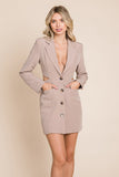 Cut Out Lapel Neck Button Up Blazer Dress Aquamarine Gaia