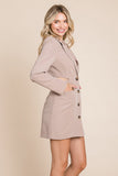 Cut Out Lapel Neck Button Up Blazer Dress Aquamarine Gaia