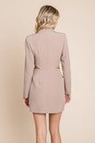 Cut Out Lapel Neck Button Up Blazer Dress Aquamarine Gaia