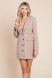 Cut Out Lapel Neck Button Up Blazer Dress Aquamarine Gaia