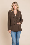 Double Breasted Lapel Collar Jacket Blazer Aquamarine Gaia