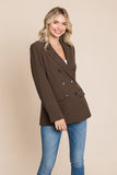 Double Breasted Lapel Collar Jacket Blazer Aquamarine Gaia