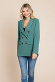 Double Breasted Lapel Collar Jacket Blazer Aquamarine Gaia