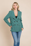 Double Breasted Lapel Collar Jacket Blazer Aquamarine Gaia