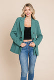 Double Breasted Lapel Collar Jacket Blazer Aquamarine Gaia