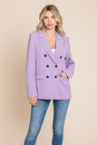 Double Breasted Lapel Collar Jacket Blazer Aquamarine Gaia