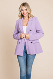 Double Breasted Lapel Collar Jacket Blazer Aquamarine Gaia