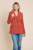 Double Breasted Lapel Collar Jacket Blazer Aquamarine Gaia
