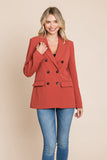 Double Breasted Lapel Collar Jacket Blazer Aquamarine Gaia