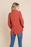 Double Breasted Lapel Collar Jacket Blazer Aquamarine Gaia