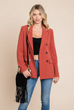 Double Breasted Lapel Collar Jacket Blazer Aquamarine Gaia