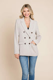 Double Breasted Lapel Collar Jacket Blazer Aquamarine Gaia