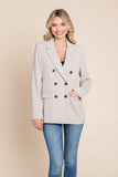 Double Breasted Lapel Collar Jacket Blazer Aquamarine Gaia