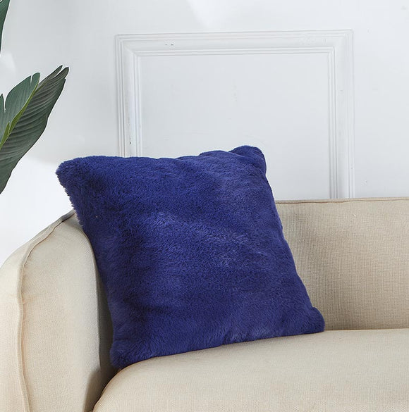 Agnes Luxury Navy Blue Chinchilla Faux Fur Pillow
