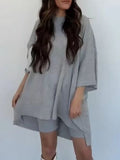Round Neck Top & Slim Shorts Set