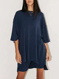 Round Neck Top & Slim Shorts Set