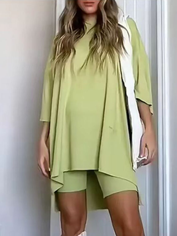 Round Neck Top & Slim Shorts Set