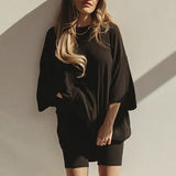 Round Neck Top & Slim Shorts Set