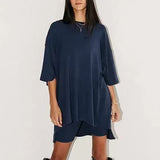 Round Neck Top & Slim Shorts Set