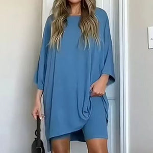 Round Neck Top & Slim Shorts Set
