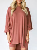 Round Neck Top & Slim Shorts Set