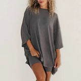 Round Neck Top & Slim Shorts Set
