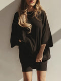 Round Neck Top & Slim Shorts Set