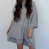 Round Neck Top & Slim Shorts Set