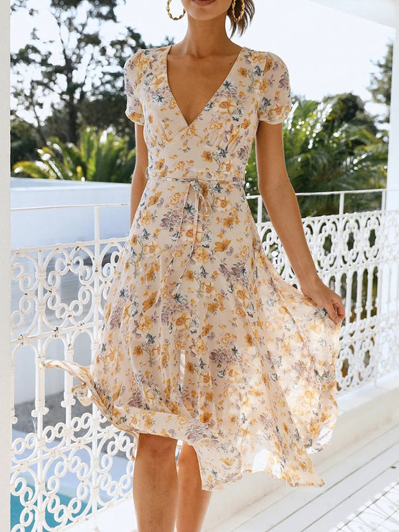 Short Sleeve Chiffon Long Dress Silver Sam