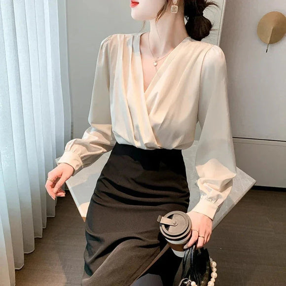 Women's V-Neck Chiffon Blouse Yellow Pandora