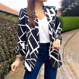 Long Sleeve Women Suit Jacket Turn-down Collar Blazer Coat Silver Sam