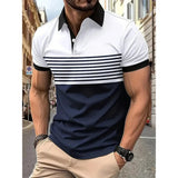 Men's Casual Stripe Short Sleeve Polo Shirt Yellow Pandora