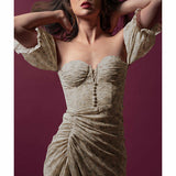 Midi Bodycon Dress Beach Floral Print Summer Boho Party Dress Silver Sam