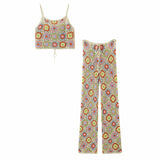 Crochet Camisole Corset Bandage & Lacing Up Waist Full Length Pants