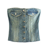 Strapless Denim Top Silver Sam