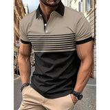 Men's Casual Stripe Short Sleeve Polo Shirt Yellow Pandora