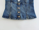 Sexy Spicy Girl Style Sheath Denim Camisole with Single Breasted Silver Sam