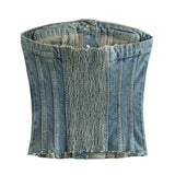 Strapless Denim Top Silver Sam