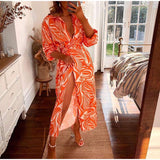 Vintage Pattern Print Women Shirt Dress Silver Sam